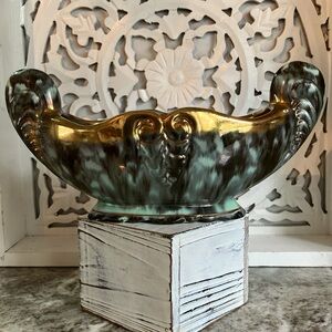 ❄️4 For $20 Fohr Keramik German Double Handle Mantle Vase/Bowl Green,Black,Gold